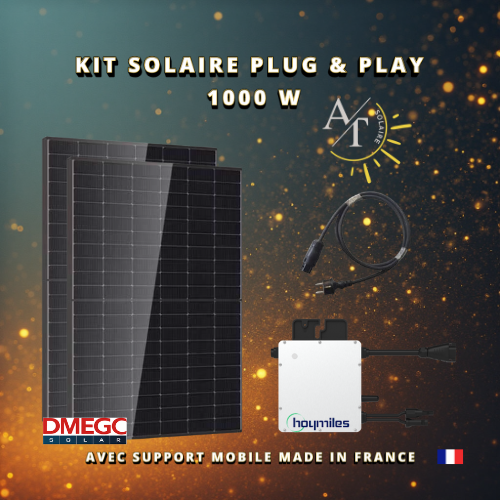 Kit solaire Plug & Play 1000 W – DMEGC / Hoymiles – Support mobile sur roulettes (Made in France)
